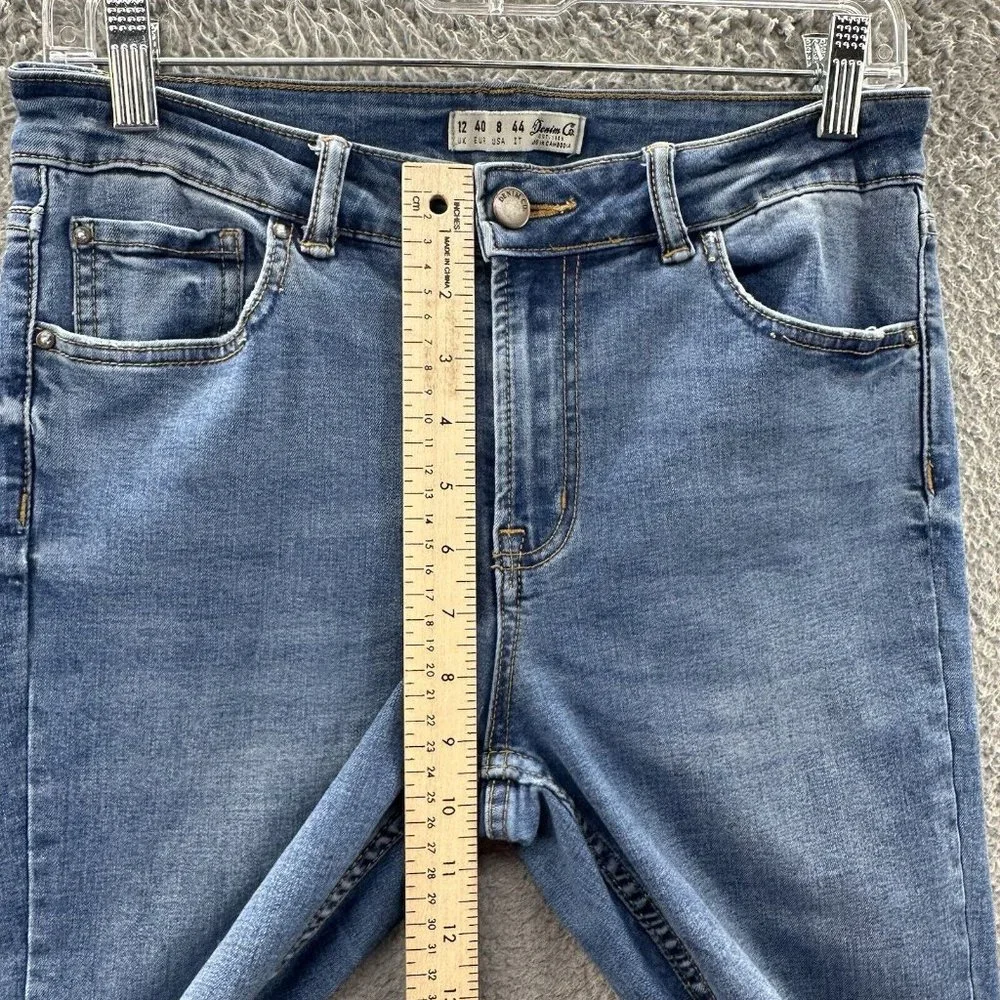 Denim Co Jeans Women's 8 Blue Light‎ Wash Denim Distressed Ankle Skinny Jeans